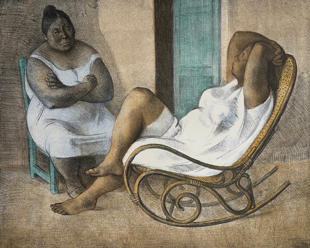 La Mecedora, The Rocking Chair by Francisco Zúñiga - Lithograph, 1982