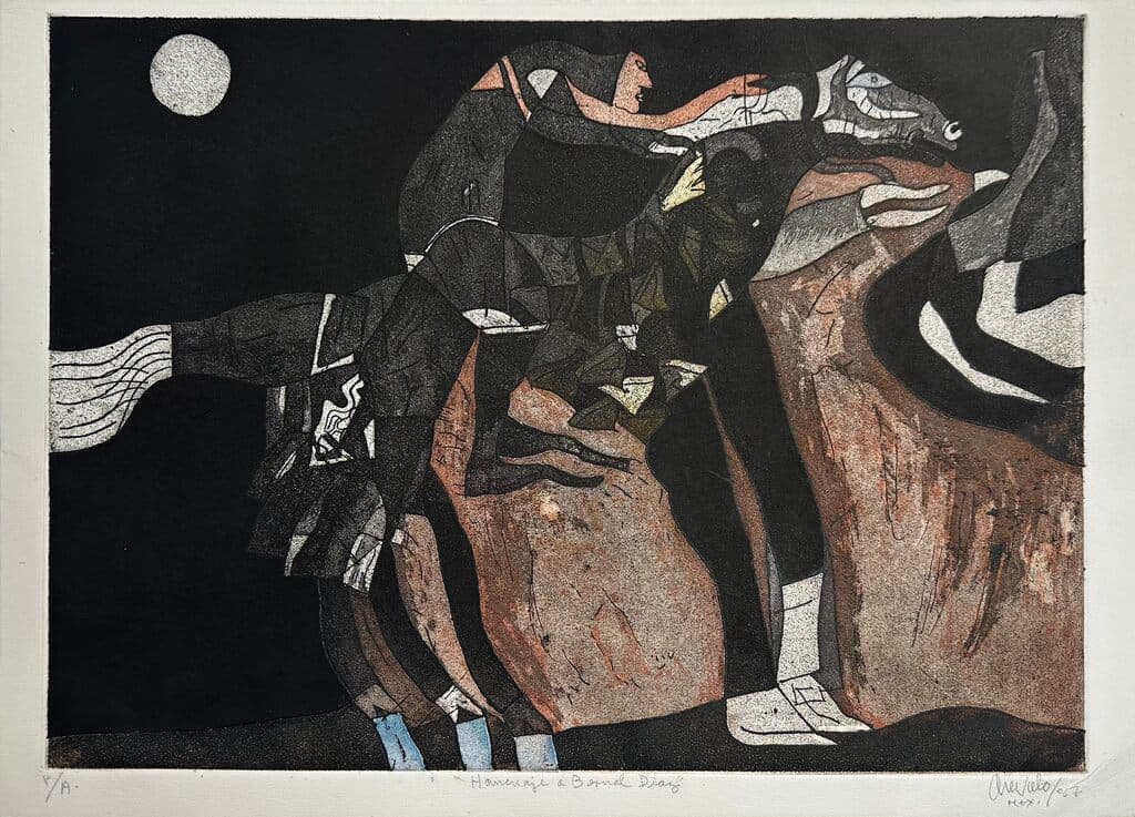 Homenaje a Bernal Díaz by Javier Arevalo - Etching, 1987