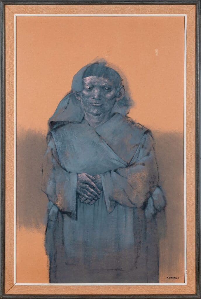 Campesina by Rafael Coronel - Oil on illustration board, 1964