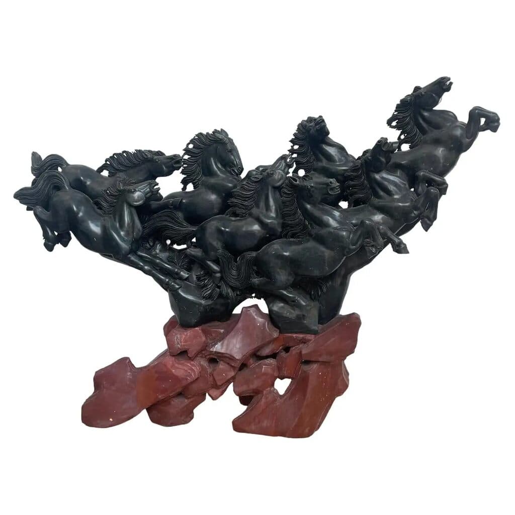 8 Running Horses Chinese Jade by Unknown Artist - Jade, 19th Century