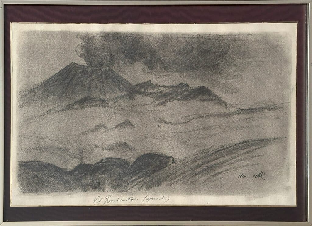 El Paricutín by Dr. Atl - Charcoal and wash on paper, 1920s