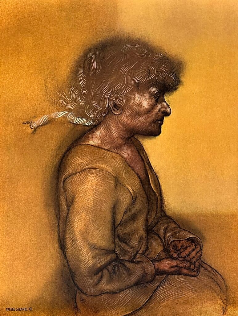 Portrait from Galeria de Arte Misrachi by Rafael Coronel - Offset Lithograph, signed in the plate, 1978