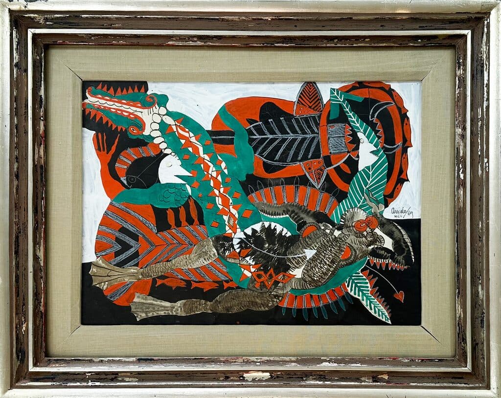 Cocodrilo by Javier Arevalo - Mixed media on paper, 1969