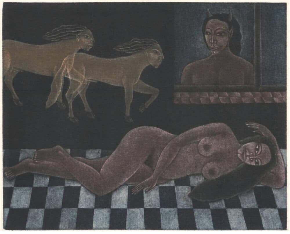 La Espera by Juan Alcazar Mendez - Engraving, 1986