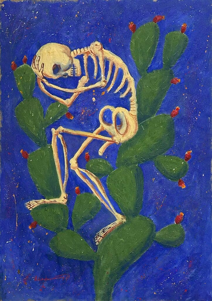 Calaca sobre cactus by Alfredo Vilchis - Mixed media, 2000s-2010s