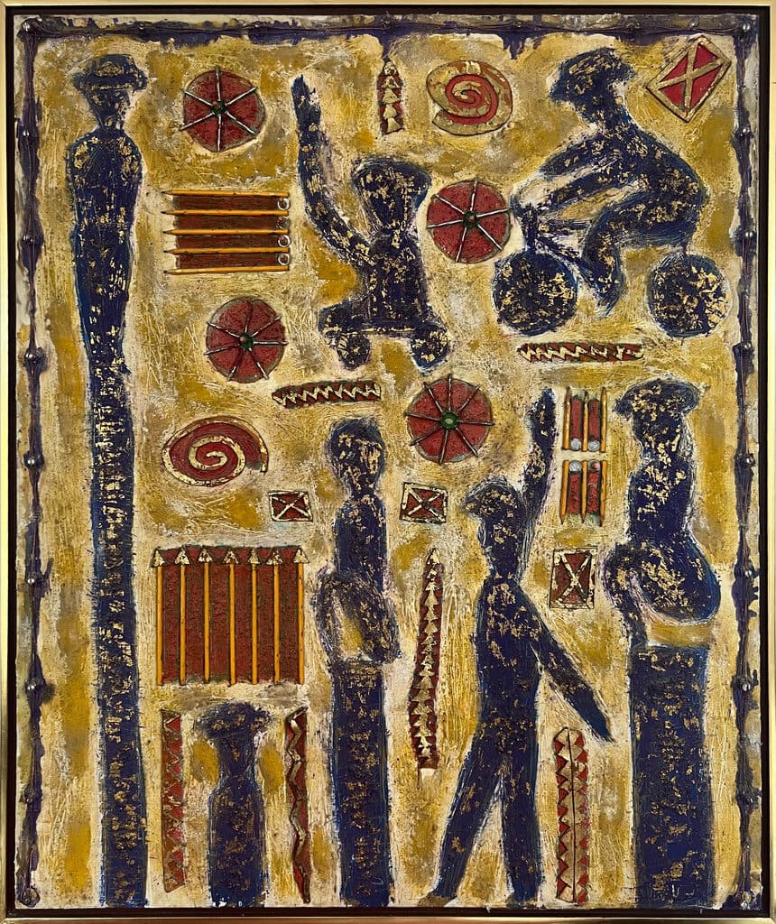 Untitled by Victor Chaca - Oil, Sand, Pencils, Screws, Coins, Copper Wire, Cardboard, 1985-1995