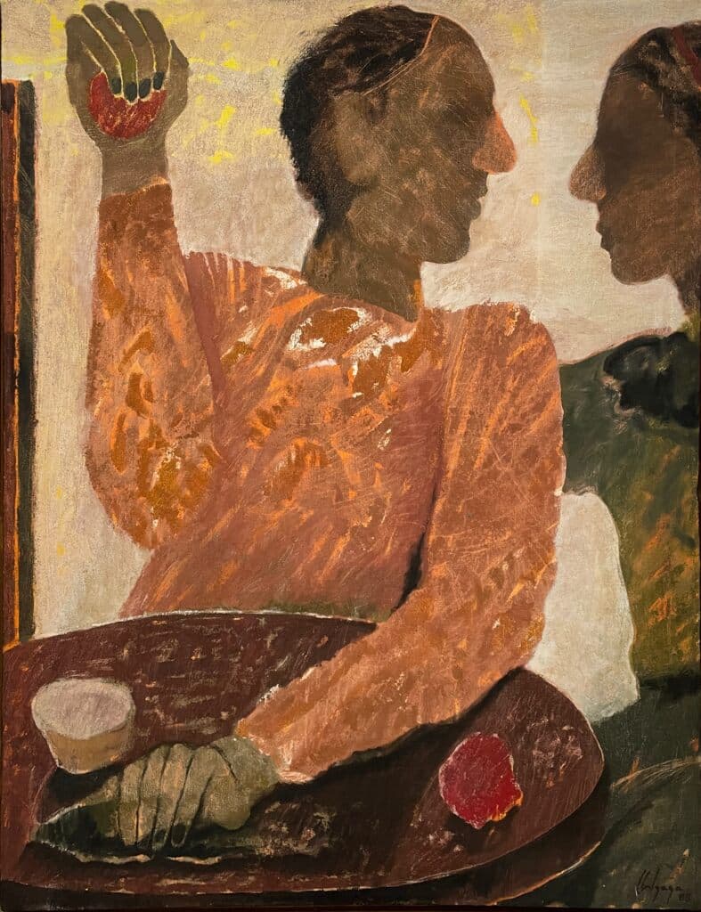 Dos Hombres by Jorge Alzaga - Oil on canvas, 1985