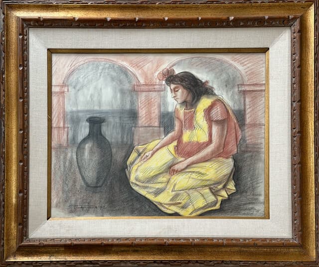 Sitting Girl with Black Vase