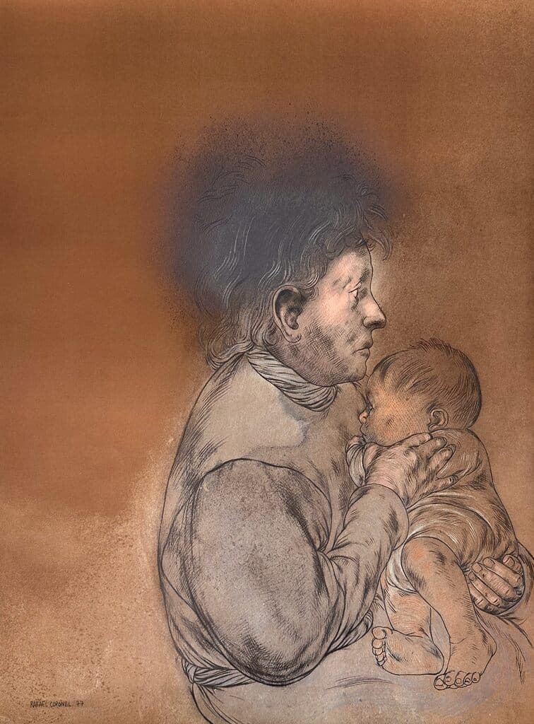 Portrait from Galeria de Arte Misrachi Portfolio by Rafael Coronel - Offset Lithograph, signed in the plate, 1978