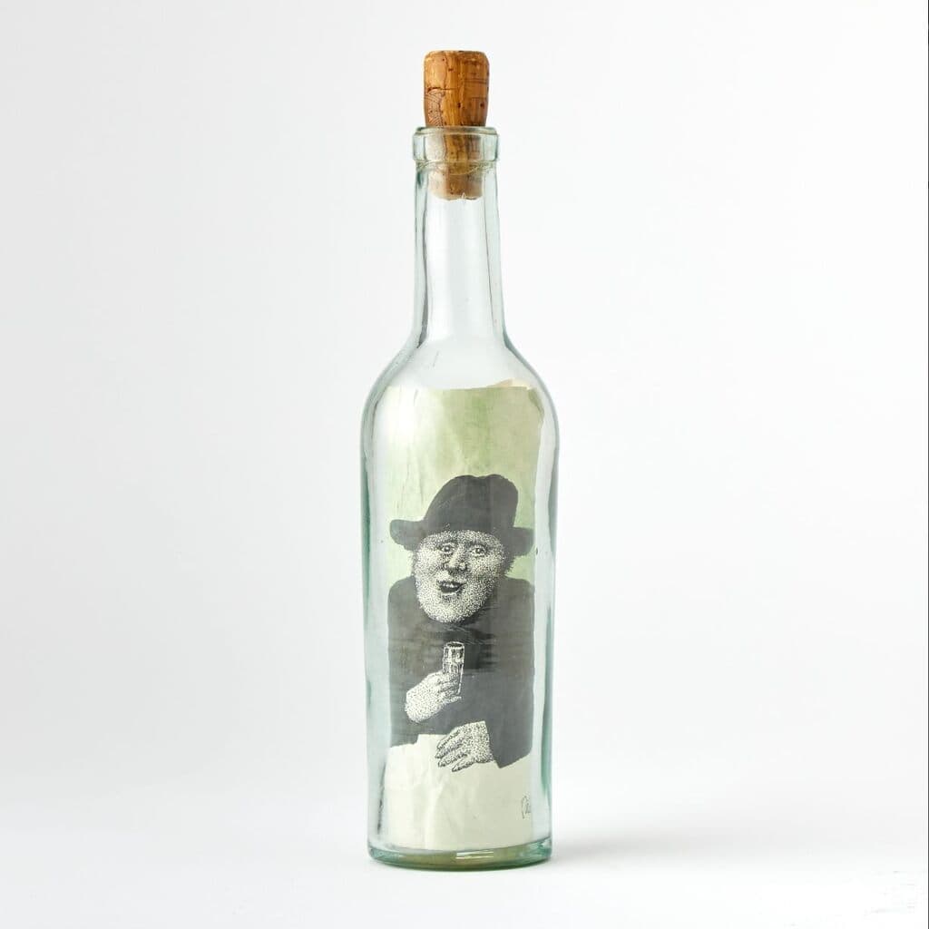 Untitled by Alfredo Castañeda - Ink and watercolor on paper within glass bottle, 1983