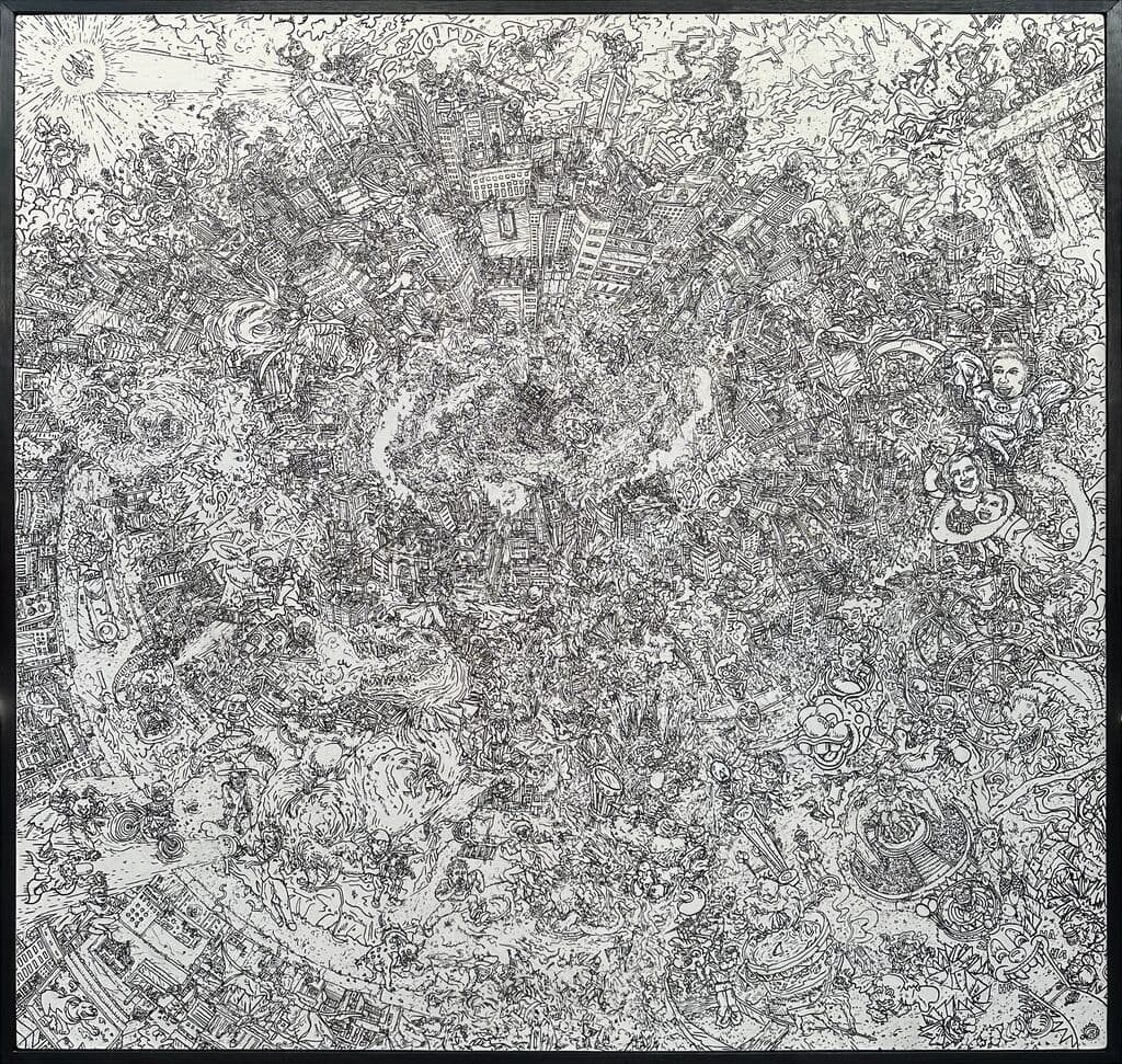 Epicentro by Pedro Delgado "Pit" - Ink on canvas, 2025