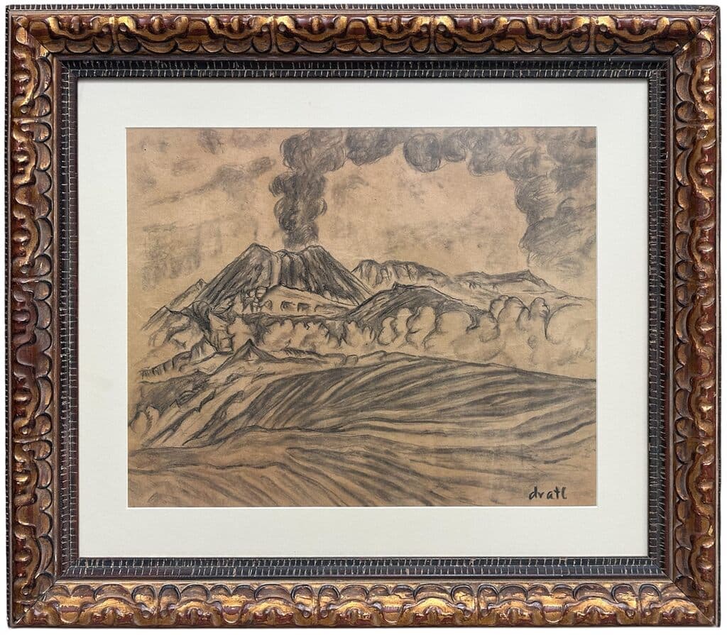 El Paricutín by Dr. Atl - Charcoal on paper, 1960s