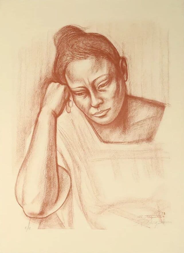 Woman by Raúl Anguiano - Lithograph, 1973