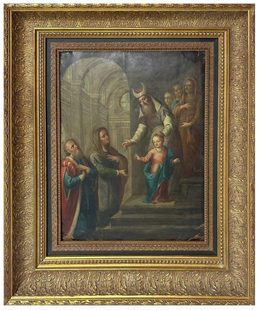La Presentación de la Virgen by Mexican School - Oil on canvas, 18th Century