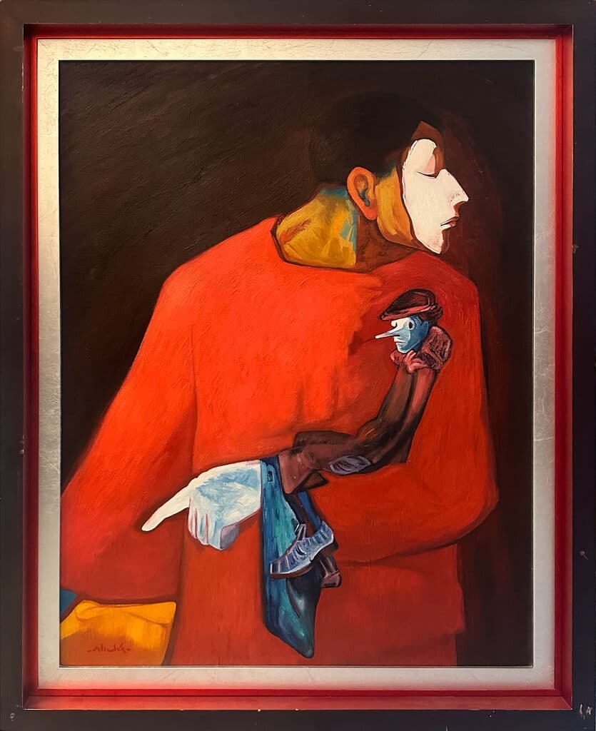 Mimo con Pinocho by Alfredo ALCALDE - Oil on canvas, 2017