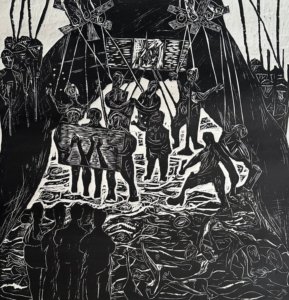 Los Hijos de la Chingada by Eduardo Álvarez Lozano - Printmaking, Woodcut on Paper, Unknown